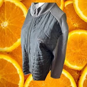 Callaway Men's Black-Gray Quilted Front Fleece Full Zip‎ Golf  Jacket Size XL